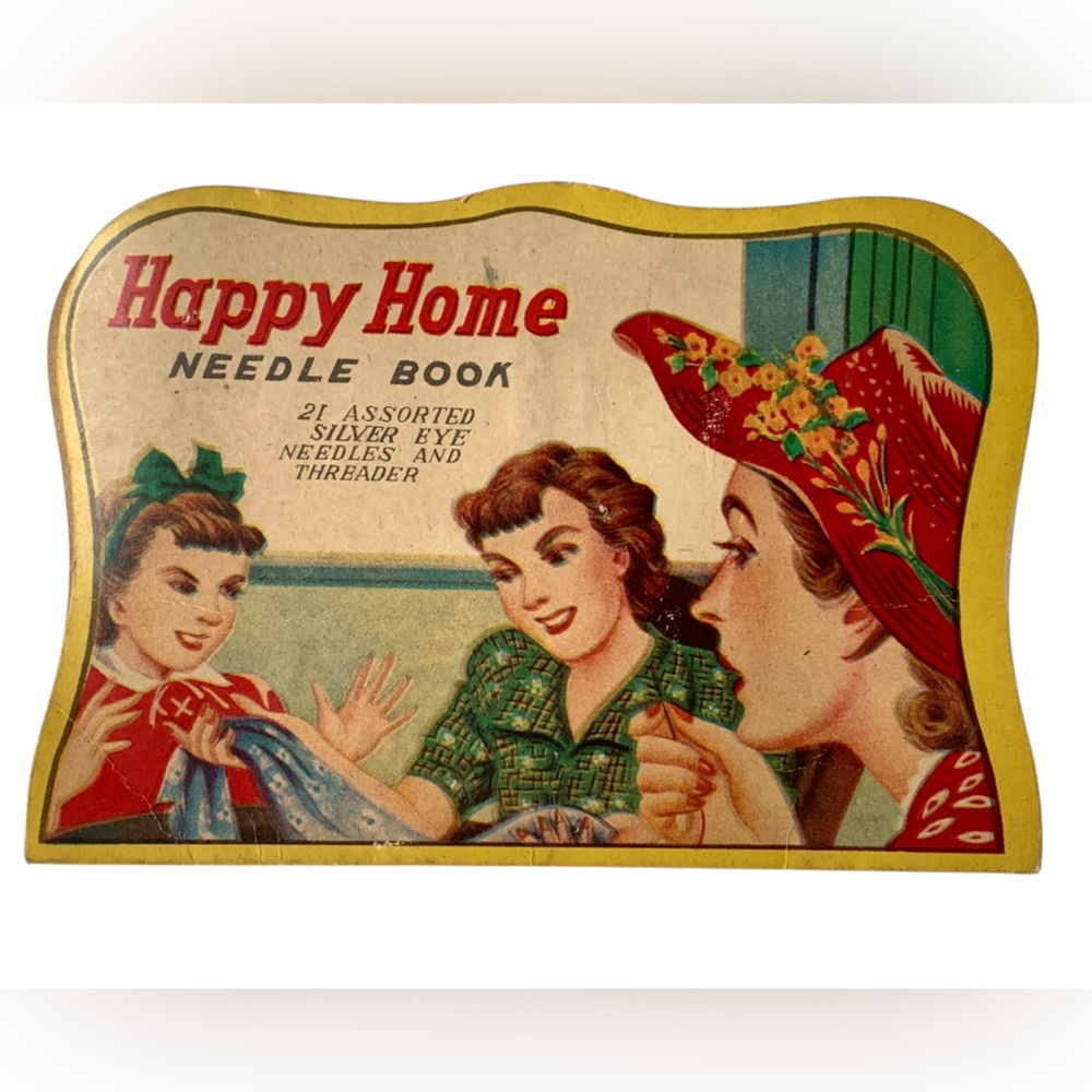 Vintage 1940’s-50’s Happy Home Needle Book Silver Eye Needles & Threader Sewing - Picture 5 of 5